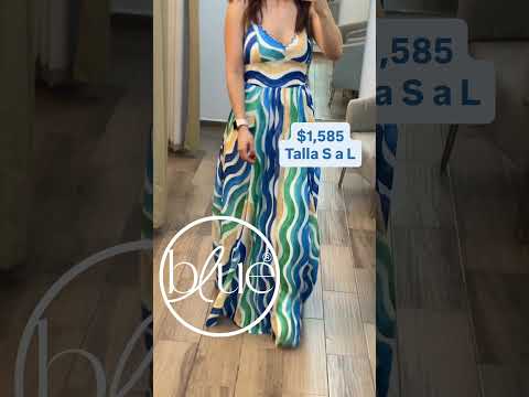 Vestido maxi estampado azul y verde