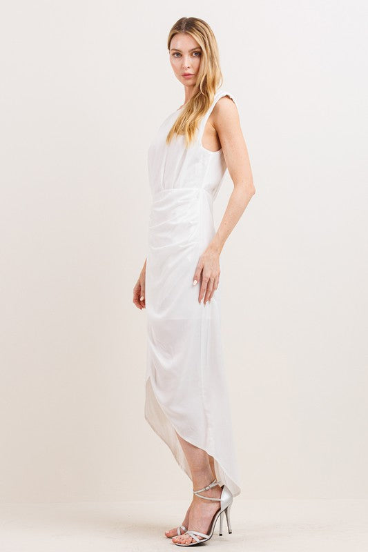 Vestido midi cruce al frente blanco